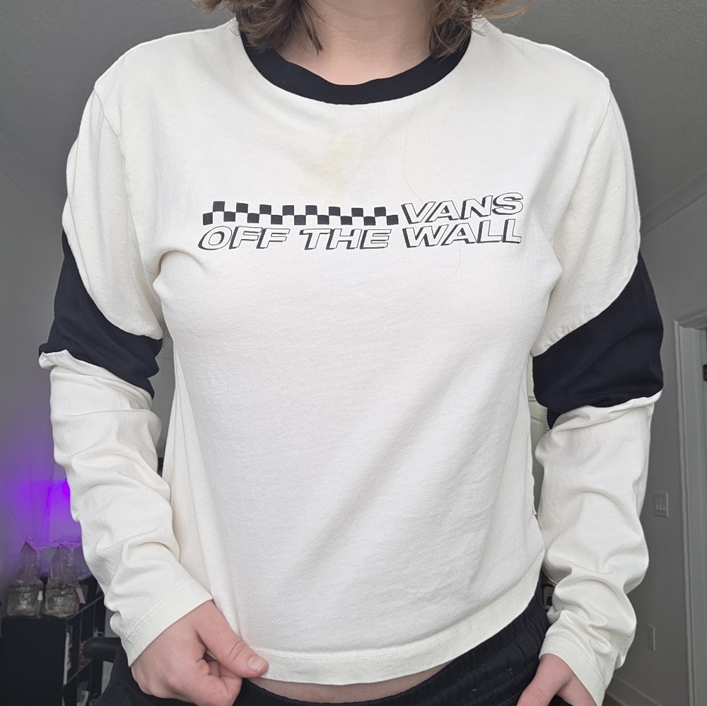 Vans Women's Black and White Long Sleeve Top